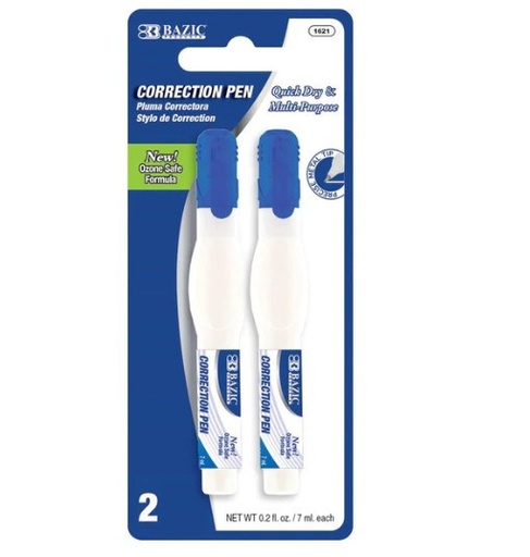 [LMD-1621] Bazic 0.2 Fl Oz (7 Ml) Metal Tip Correction Pen (2/Pack) (12)