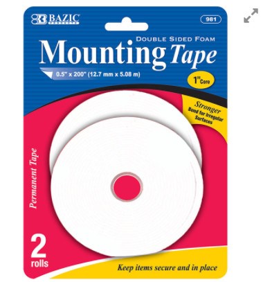 [LMD-981] Bazic 0.5" X 200" Double Sided Foam Mounting Tape (2/Pack) (24)
