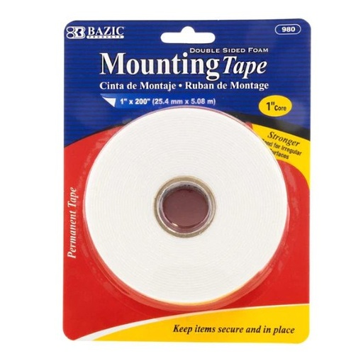 [LMD-980] Bazic 1" X 200" Double Sided Foam Mounting Tape (24)