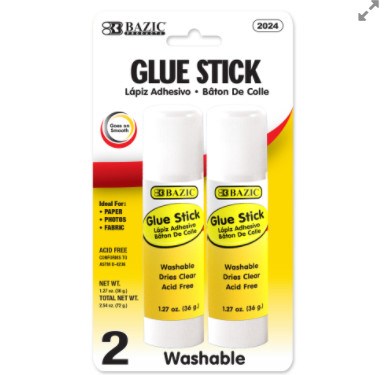 [LMD-2024] Bazic 1.27 Oz (36G) Glue Stick (2/Pack) (12)