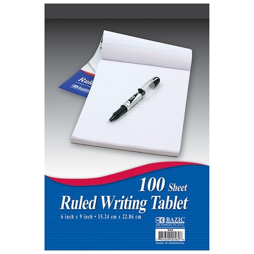 [LMD-560] Bazic 100 Ct. 6" X 9" Ruled Writing Tablet (48)