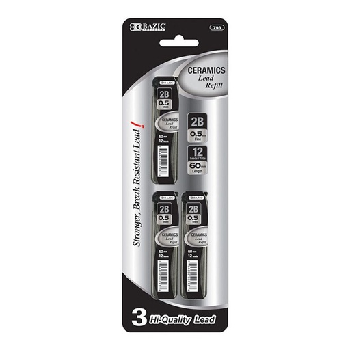 [LMD-793] Bazic 12 Ct. 0.5 Mm Ceramics High Quality Mechanical Pencil Leads (3/Pack) (24)