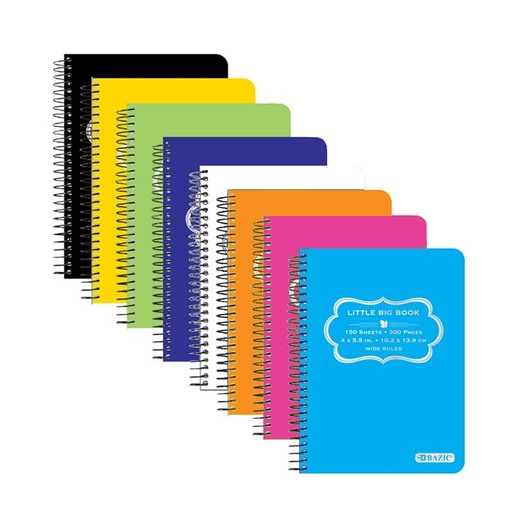 [LMD-5460] Bazic 150 Ct. 4" X 5.5" Poly Cover Spiral Fat Book (48)