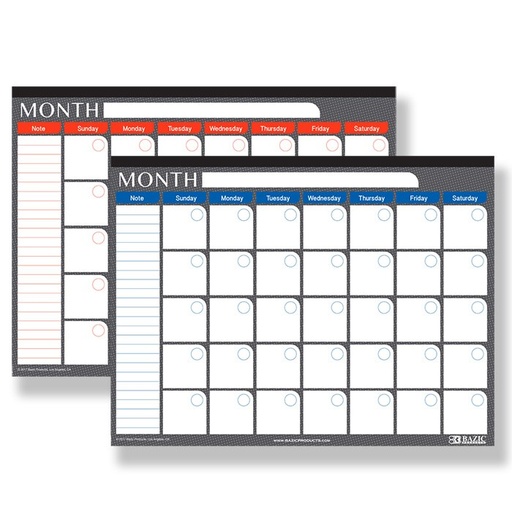 [LMD-588] Bazic 17" X 22"  Undated 12-Months Desk Pad Calendar (24)