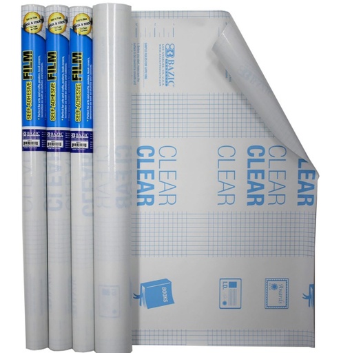 [LMD-2901] Bazic 18" X 1.5 Yard Clear Self Adhesive Book Cover (12)