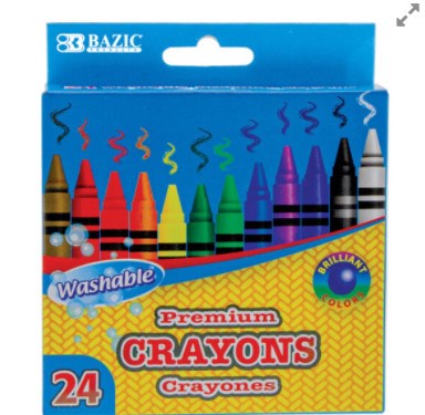 [LMD-2530] Bazic 24 Color Washable Premium Crayons (12)