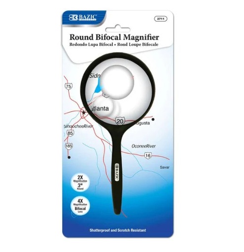 [LMD-2711] Bazic 3" Round 2X Handheld Magnifier & 4X Bifocal Inset (12)