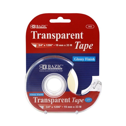 [LMD-912] Bazic 3/4" X 1296" Transparent Tape With Dispenser (24)
