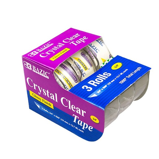 [LMD-929] Bazic 3/4" X 500" Crystal Clear Tape (3/Pack) (24)