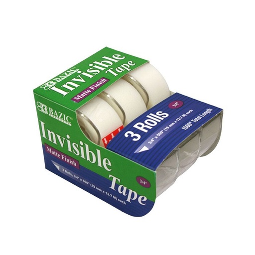 [LMD-903] Bazic 3/4" X 500" Invisible Tape (3/Pack) (24)
