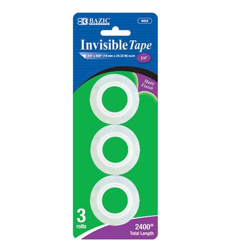 [LMD-902] Bazic 3/4" X 800" Invisible Tape Refill (3/Pack) (24)