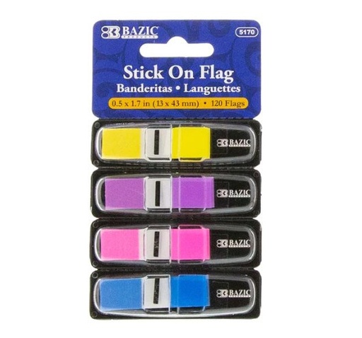 [LMD-5170] Bazic 30 Ct. 0.5" X 1.7" Neon Color Coding Flags W/ Dispenser (4/Pack) (24)
