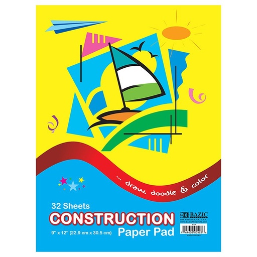 [LMD-528] Bazic 32 Ct. 9" X 12" Construction Paper Pad (48)