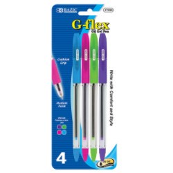 [LMD-17030] Bazic 4 Color G-Flex Oil-Gel Ink Pen W/ Cushion Grip (12)