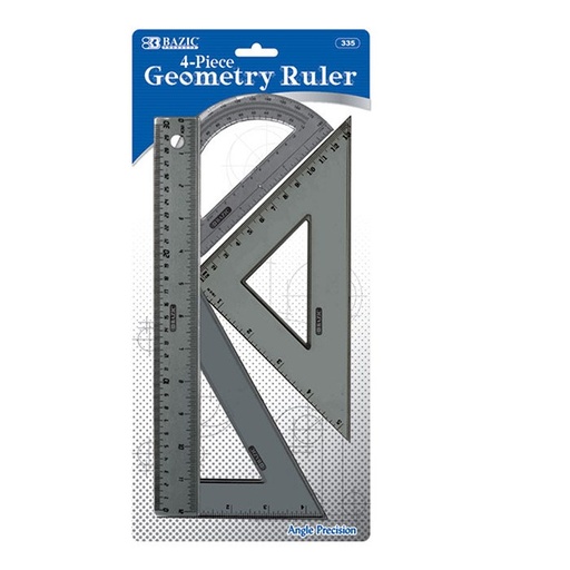[LMD-335] Bazic 4 Piece Geometry Ruler Combination Sets (12)