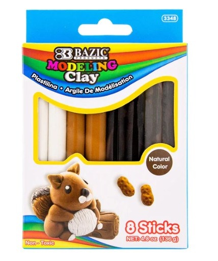 [LMD-3348] Bazic 4.8 Oz (136G) 4 Natural/ Earth Color Modeling Clay Sticks (12)