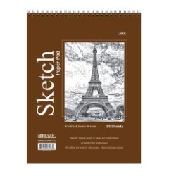 [LMD-5043] Bazic 50 Ct. 6" X 8" Top Bound Spiral Sketch Pad (48)