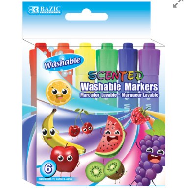 [LMD-1285] Bazic 6 Colors Washable Scented Markers (12)