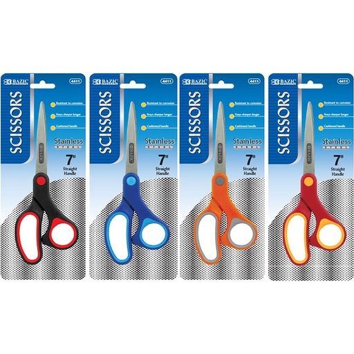 [LMD-4411] Bazic 7" Classic Grip Stainless Steel Scissor (12)