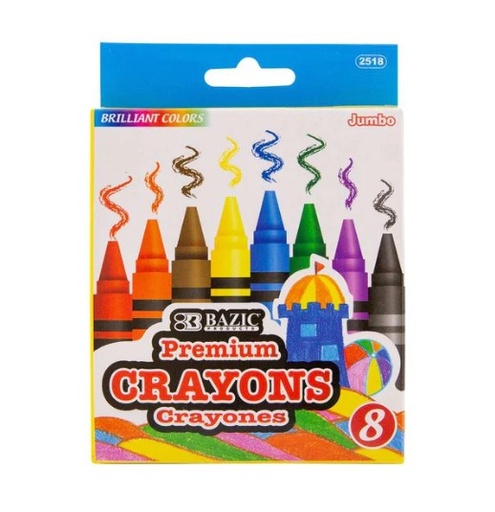 [LMD-2518] Bazic 8 Color Premium Jumbo Crayons (24)