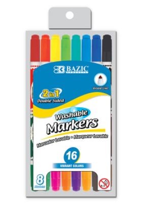 [LMD-1234] Bazic 8 Double-Tip Washable Markers (12)