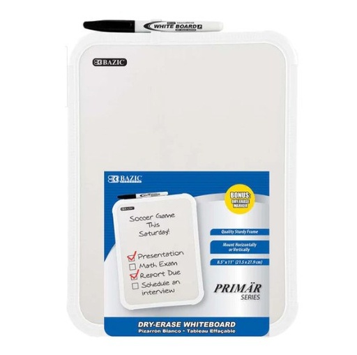 [LMD-6010] Bazic 8.5" X 11" Dry Erase Board W/ Marker (12)