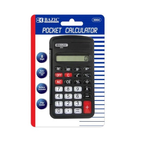 [LMD-3004] Bazic 8-Digit Pocket Size Calculator W/ Flip Cover (12)