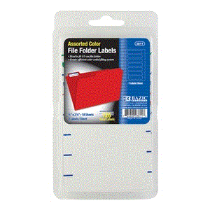 [LMD-3811] Bazic Assorted Color File Folder Label (126/Pack) (12)