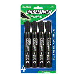 [LMD-1248] Bazic Black Chisel Tip Desk Style Permanent Markers (4/Pack) (12)