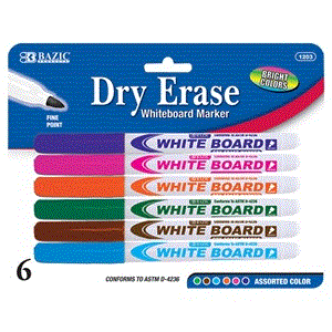 [LMD-1203] Bazic Bright Colors Fine Tip Dry-Erase Markers (6/Pack) (6)