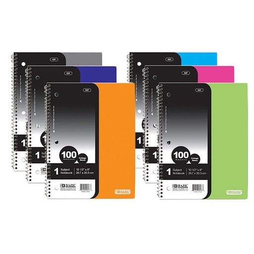 [LMD-537] Bazic C/R 100 Ct. 1-Subject Poly Cover Spiral Notebook (24)