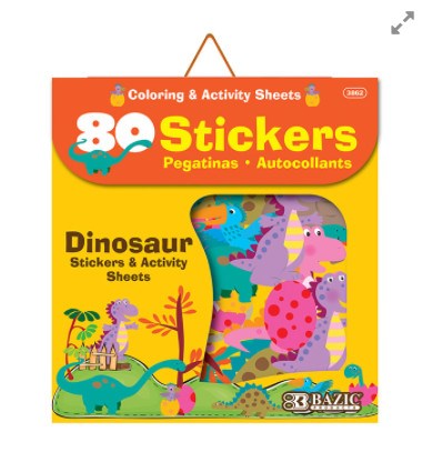 [LMD-3862] Bazic Dinosaur Series Asst. Sticker (80/Bag) (12)