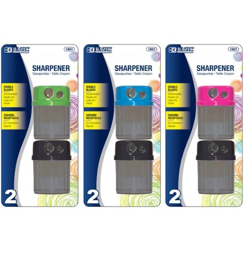 [LMD-1907] Bazic Dual Blades Sharpener W/ Round Receptacle (2/Pack) (12)