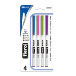 [LMD-17053] Bazic Fiero Fancy Color Fiber Tip Fineliner Pen (4/Pack) (12)