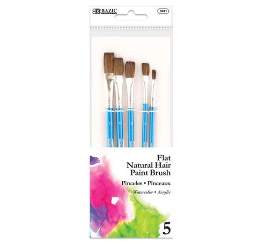 [LMD-3981] Bazic Flat Natural Hair Paint Brush (5/Pack) (12)