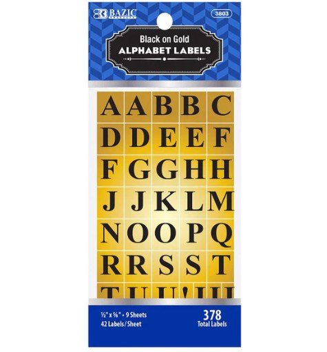 [LMD-3803] Bazic Gold Foil Alphabet Labels (378/Pack) (12)
