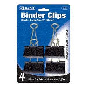 [LMD-262] Bazic Large 2" (51Mm) Black Binder Clip (4/Pack) (12)