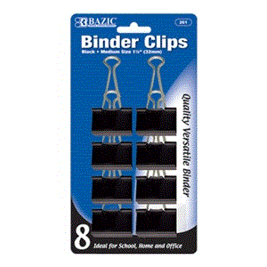 [LMD-261] Bazic Medium 1 1/4" (32Mm) Black Binder Clip (8/Pack) (12)