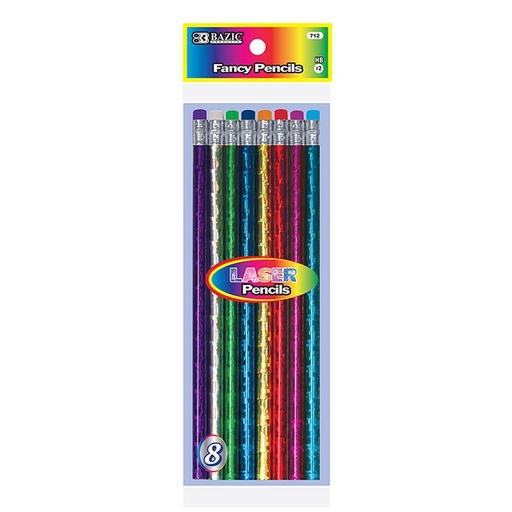 [LMD-712] Bazic Metallic Laser Foil Wood Pencil With Eraser (6/Pack) (24)
