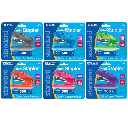 [LMD-601] Bazic Mini Standard (26/6) Stapler W/500 Ct. Staples (24)