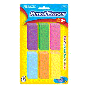 [LMD-2207] Bazic Neon Bevel Eraser (6/Pack) (24)