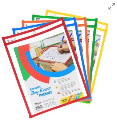 [LMD-6091] Bazic Reusable Dry Erase Pockets (50)