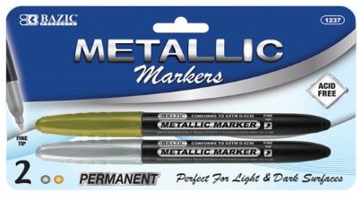 [LMD-1237] Bazic Silver & Gold Metallic Markers (2/Pack) (12)