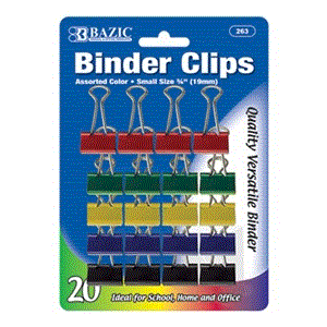 [LMD-263] Bazic Small 3/4" (19Mm) Asst. Color Binder Clip (20/Pack) (12)