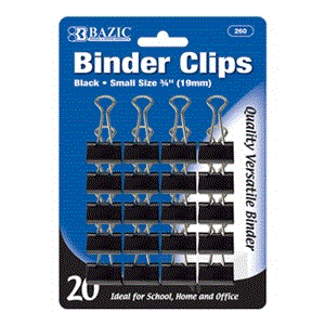 [LMD-260] Bazic Small 3/4" (19Mm) Black Binder Clip (20/Pack) (12)